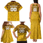 Personalized Hawthorn Hawks Family Matching Tank Maxi Dress and Hawaiian Shirt Polynesian Tribal Pattern Heritage Football