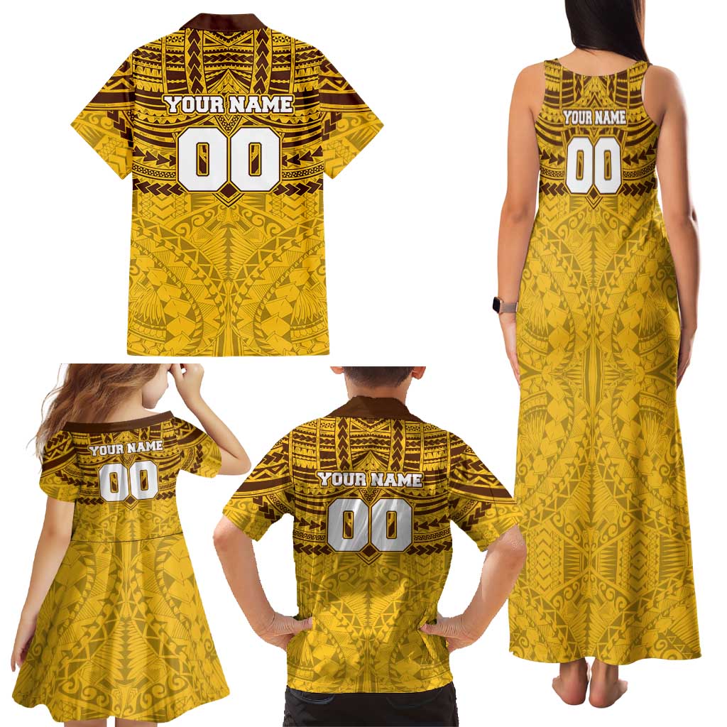 Personalized Hawthorn Hawks Family Matching Tank Maxi Dress and Hawaiian Shirt Polynesian Tribal Pattern Heritage Football