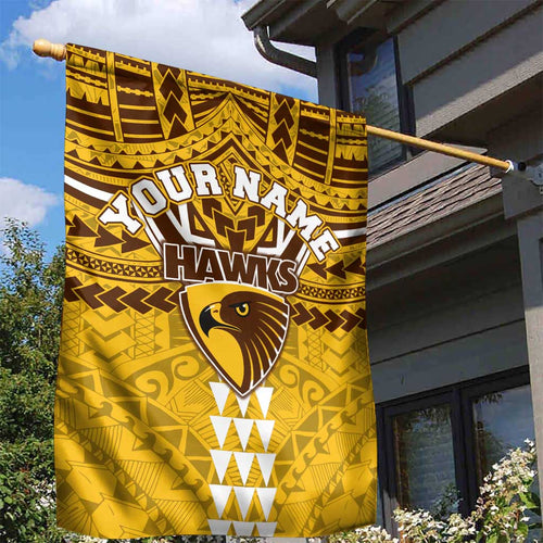 Personalized Hawthorn Hawks Garden Flag Polynesian Tribal Pattern Heritage Football