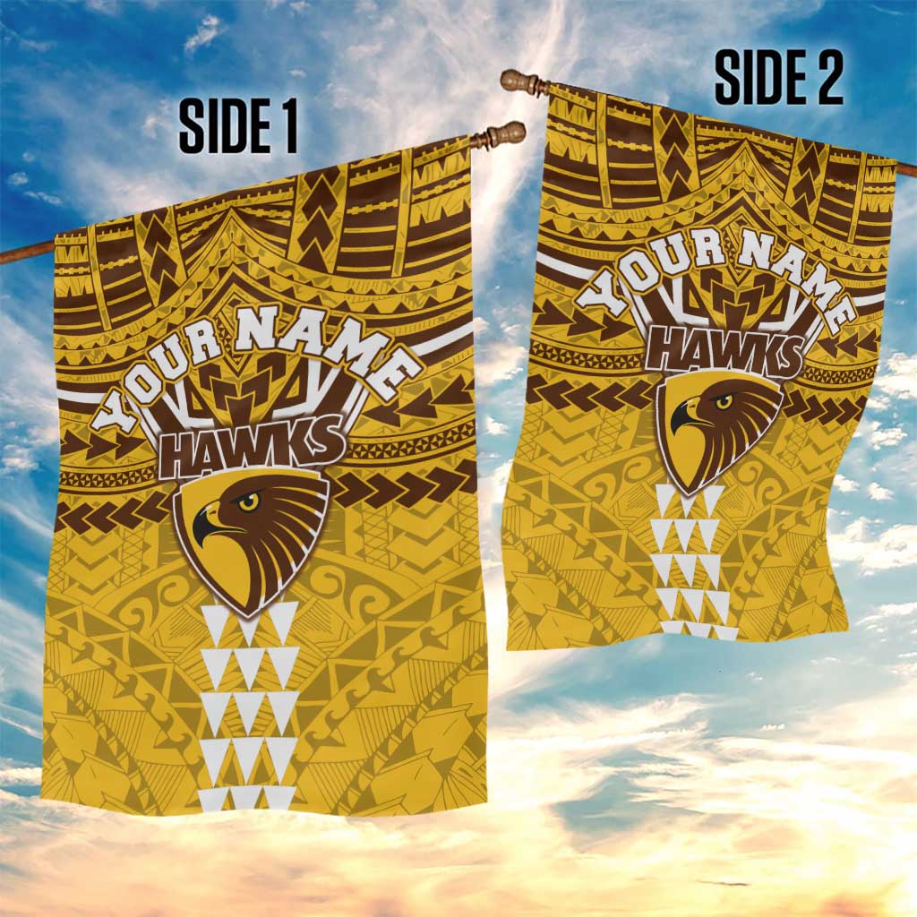 Personalized Hawthorn Hawks Garden Flag Polynesian Tribal Pattern Heritage Football