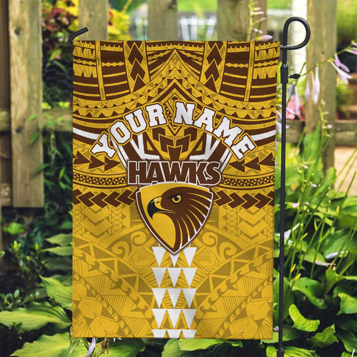 Personalized Hawthorn Hawks Garden Flag Polynesian Tribal Pattern Heritage Football