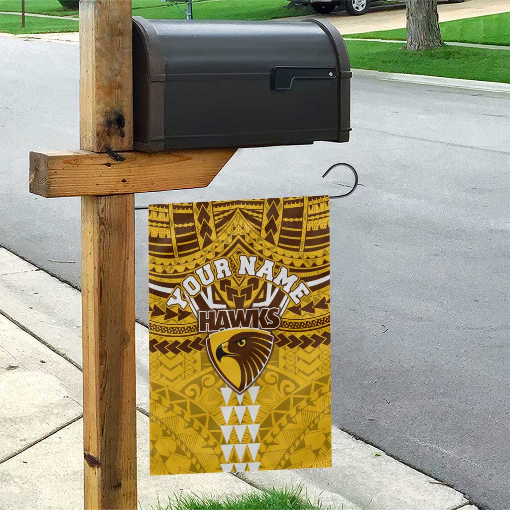 Personalized Hawthorn Hawks Garden Flag Polynesian Tribal Pattern Heritage Football