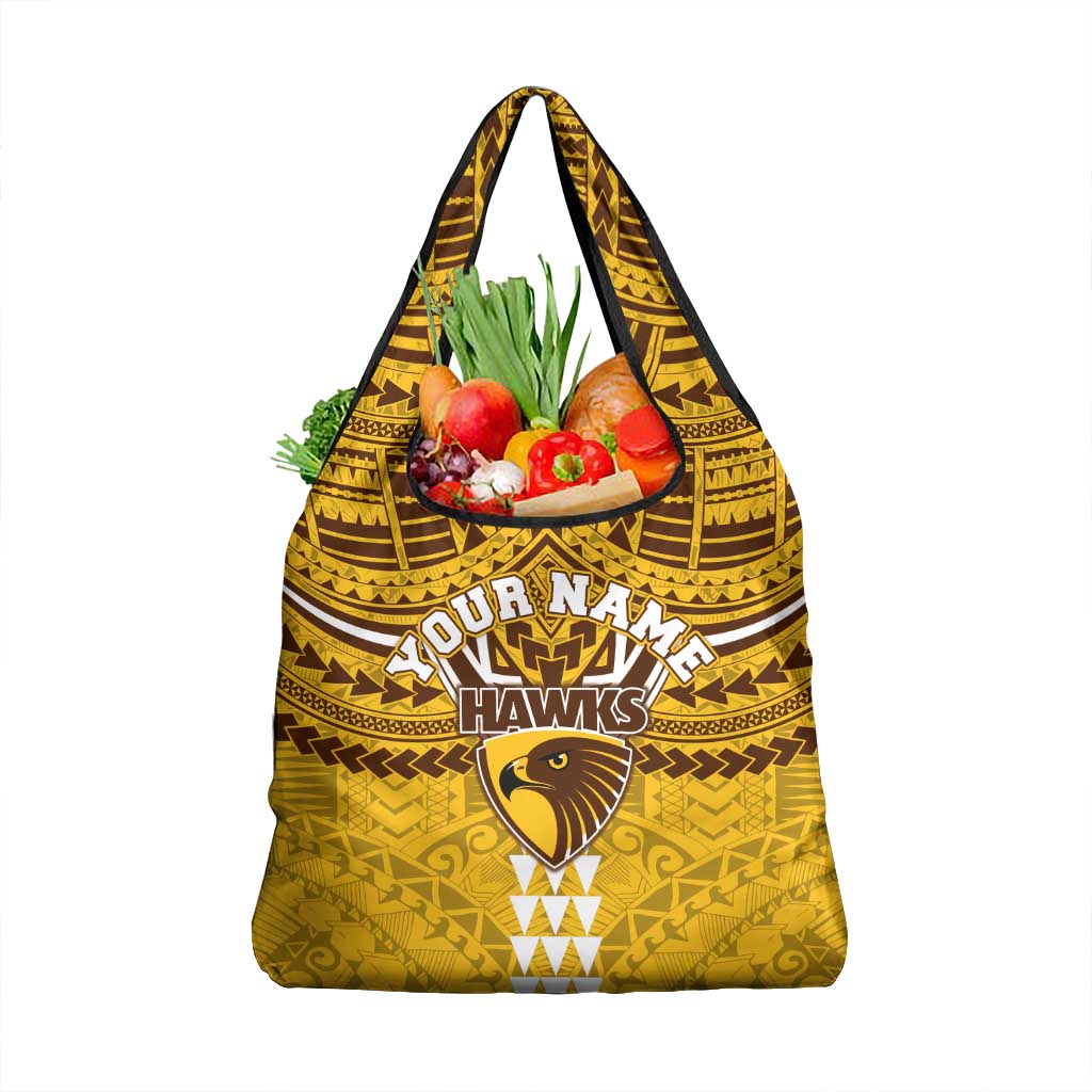 Personalized Hawthorn Hawks Grocery Bag Polynesian Tribal Pattern Heritage Football