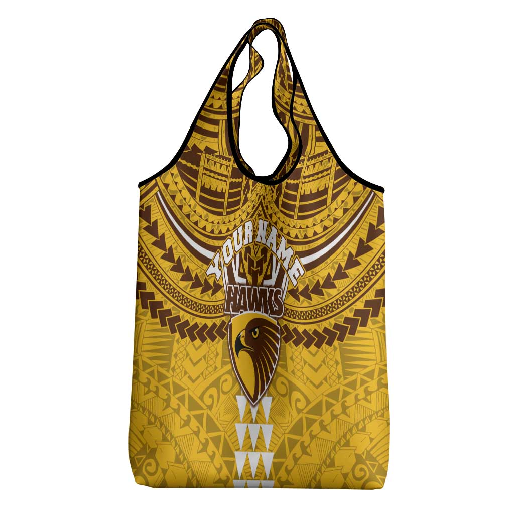 Personalized Hawthorn Hawks Grocery Bag Polynesian Tribal Pattern Heritage Football