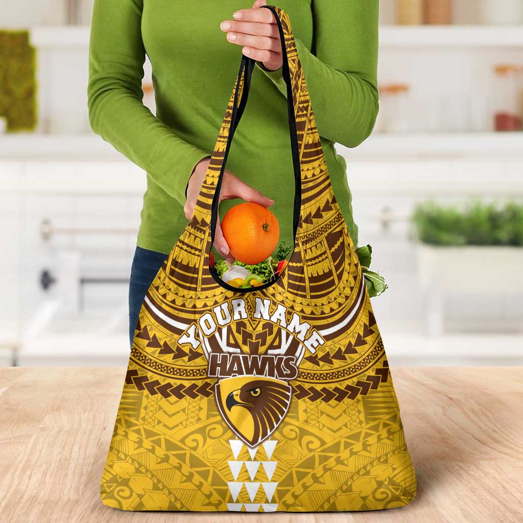 Personalized Hawthorn Hawks Grocery Bag Polynesian Tribal Pattern Heritage Football