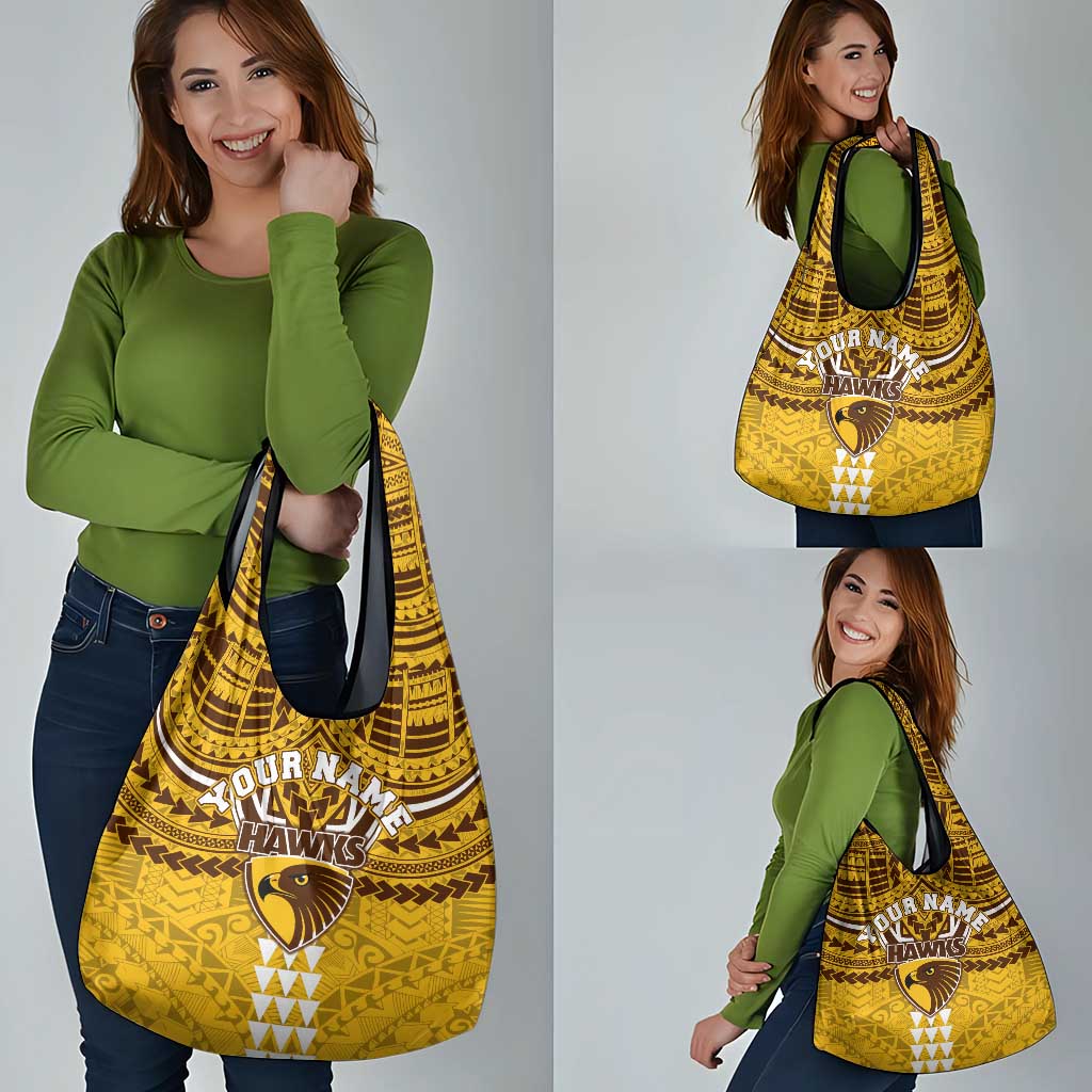 Personalized Hawthorn Hawks Grocery Bag Polynesian Tribal Pattern Heritage Football