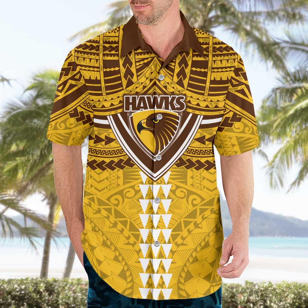 Personalized Hawthorn Hawks Hawaiian Shirt Polynesian Tribal Pattern Heritage Football