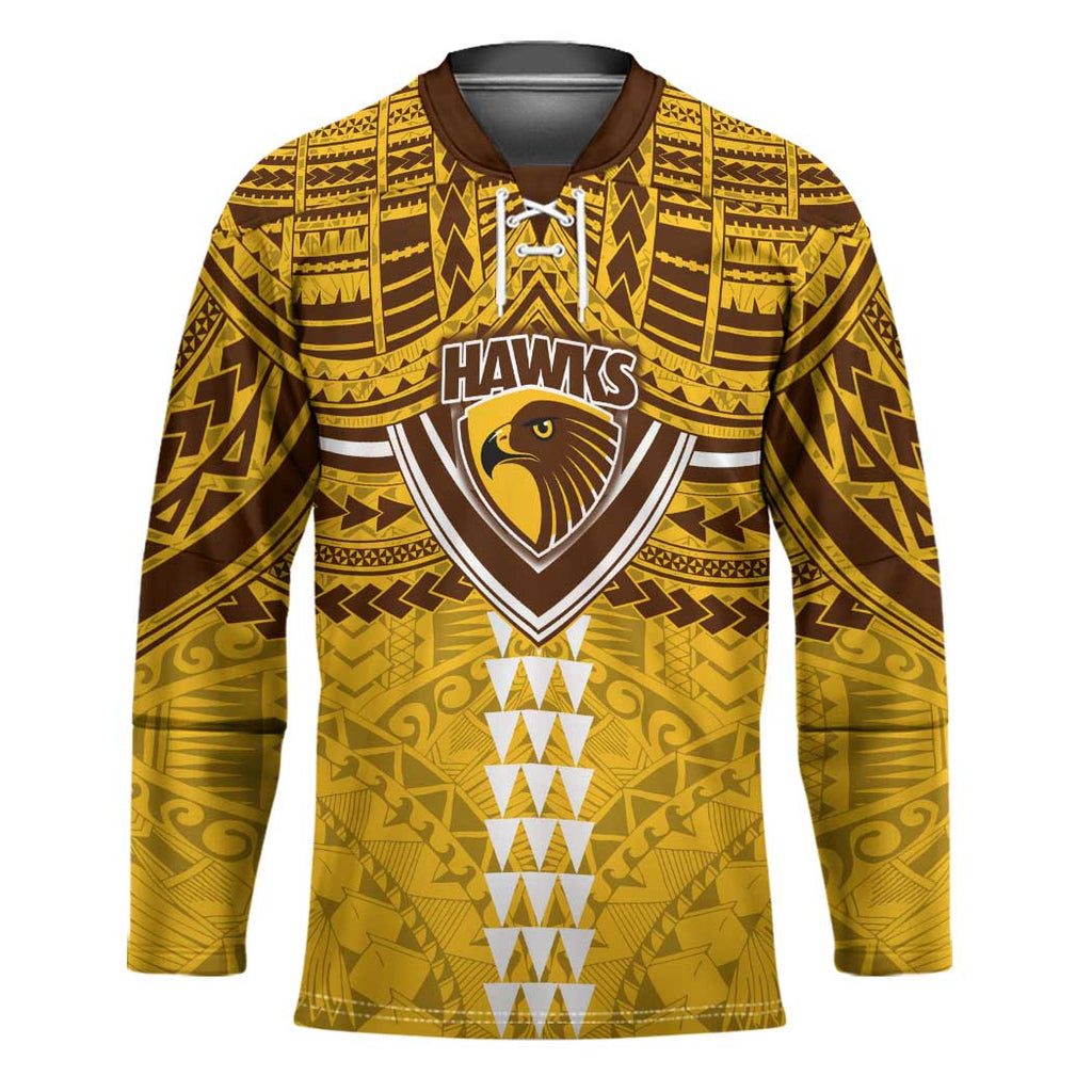 Personalized Hawthorn Hawks Hockey Jersey Polynesian Tribal Pattern Heritage Football