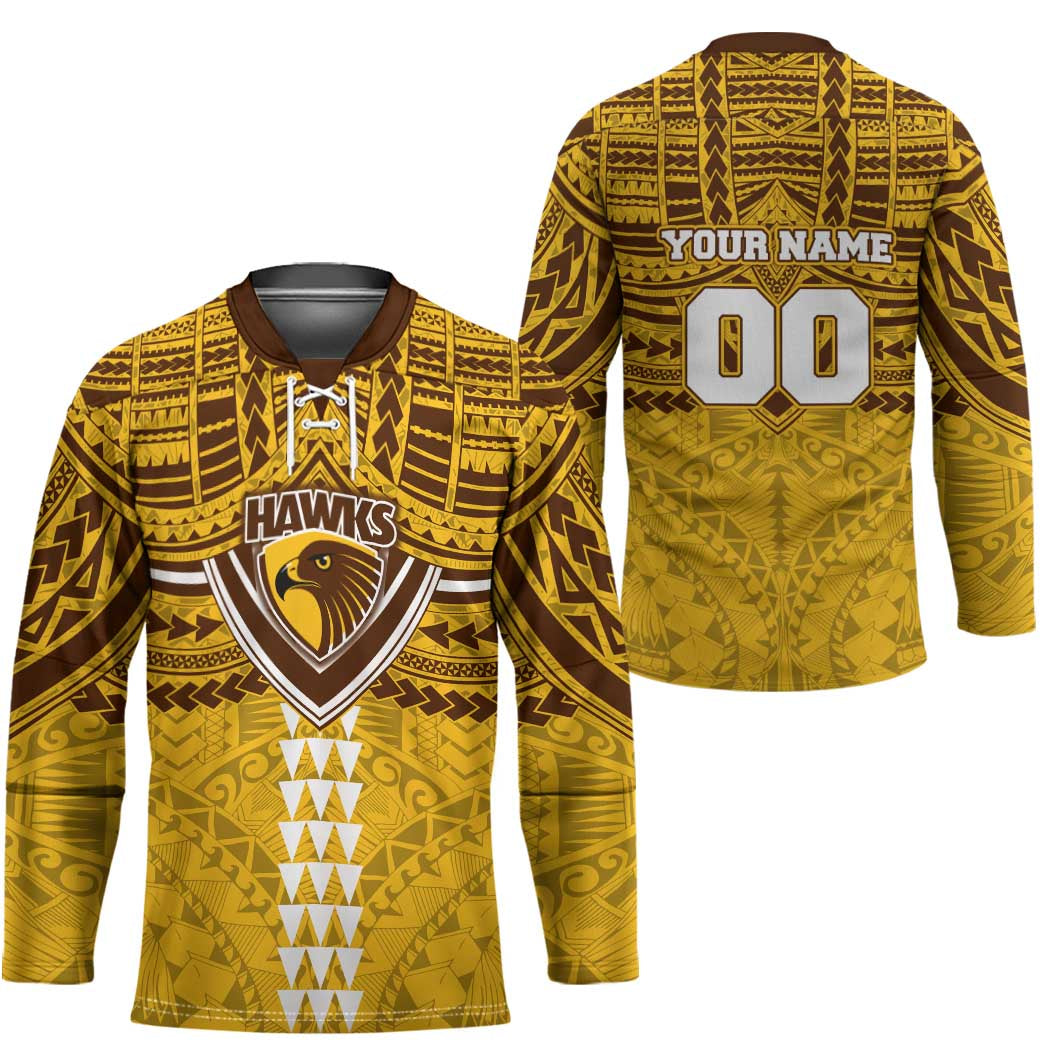 Personalized Hawthorn Hawks Hockey Jersey Polynesian Tribal Pattern Heritage Football