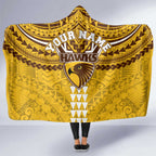 Personalized Hawthorn Hawks Hooded Blanket Polynesian Tribal Pattern Heritage Football