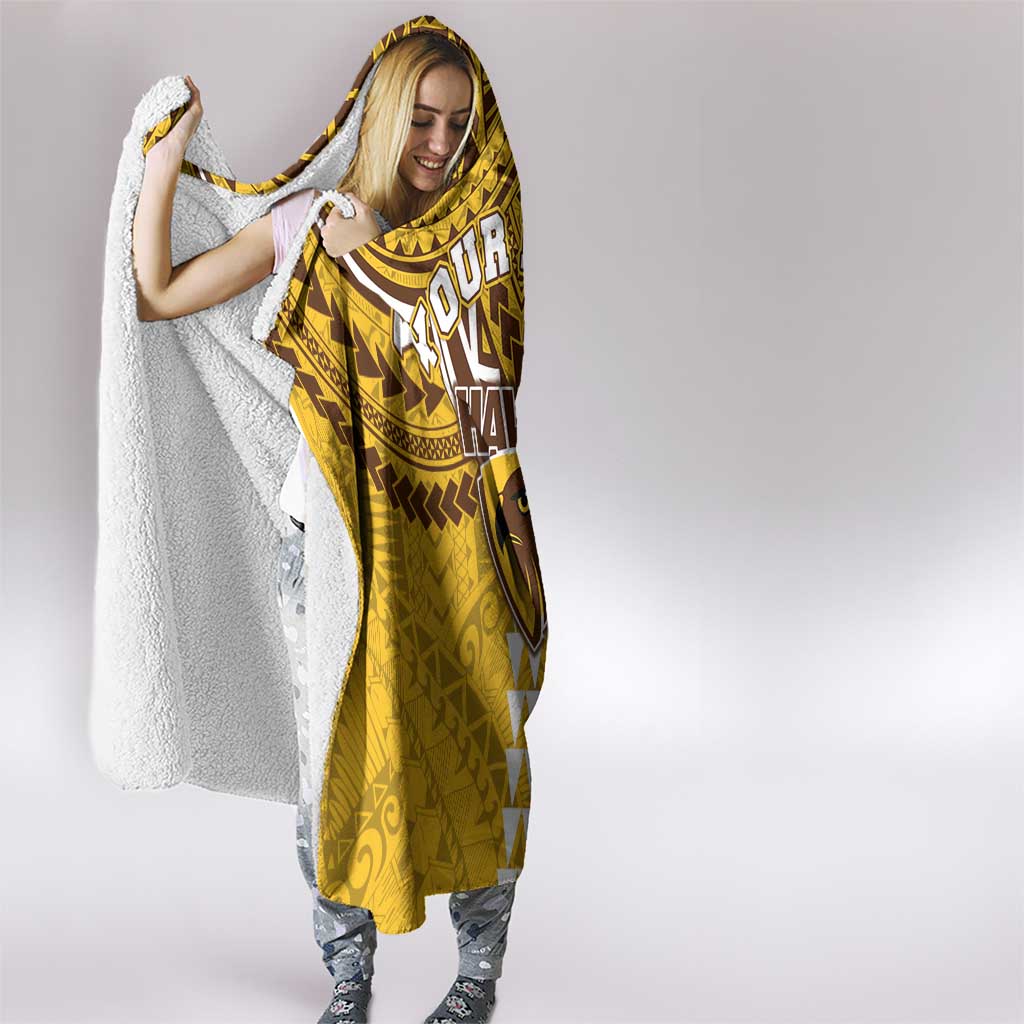 Personalized Hawthorn Hawks Hooded Blanket Polynesian Tribal Pattern Heritage Football