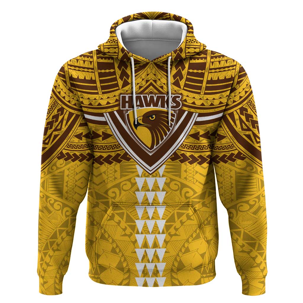 Personalized Hawthorn Hawks Hoodie Polynesian Tribal Pattern Heritage Football