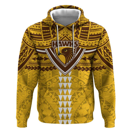 Personalized Hawthorn Hawks Hoodie Polynesian Tribal Pattern Heritage Football