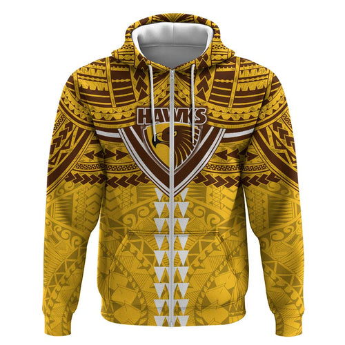 Personalized Hawthorn Hawks Hoodie Polynesian Tribal Pattern Heritage Football