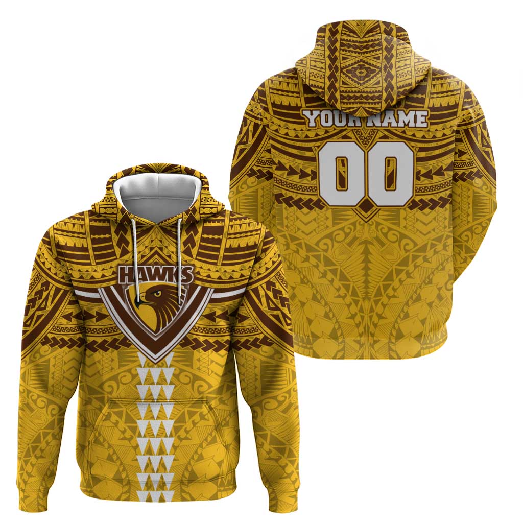 Personalized Hawthorn Hawks Hoodie Polynesian Tribal Pattern Heritage Football