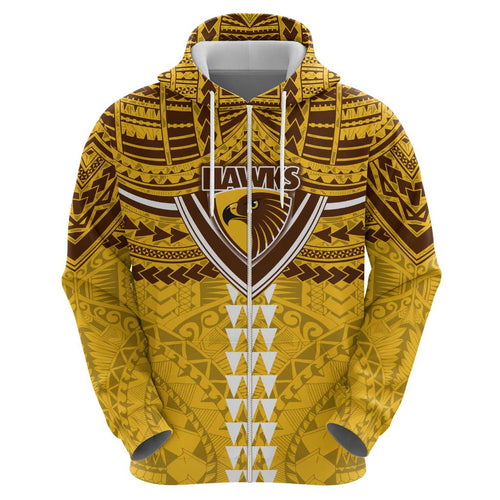 Personalized Hawthorn Hawks Hoodie Polynesian Tribal Pattern Heritage Football