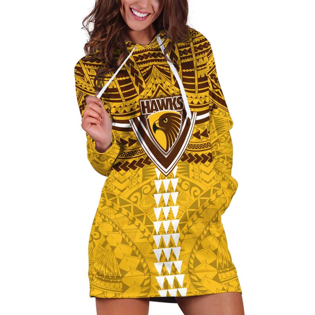 Personalized Hawthorn Hawks Hoodie Dress Polynesian Tribal Pattern Heritage Football