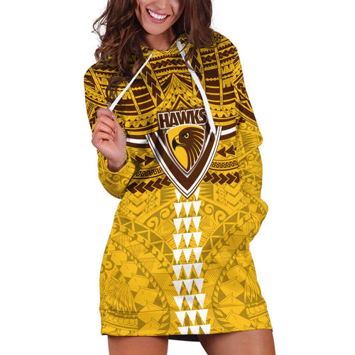 Personalized Hawthorn Hawks Hoodie Dress Polynesian Tribal Pattern Heritage Football