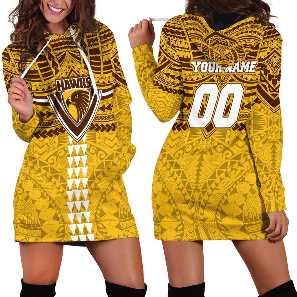Personalized Hawthorn Hawks Hoodie Dress Polynesian Tribal Pattern Heritage Football