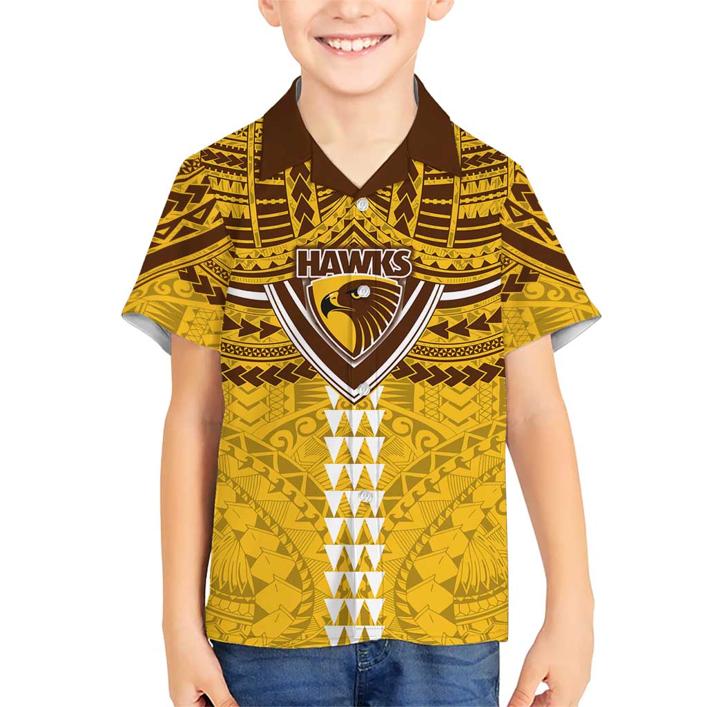 Personalized Hawthorn Hawks Kid Hawaiian Shirt Polynesian Tribal Pattern Heritage Football