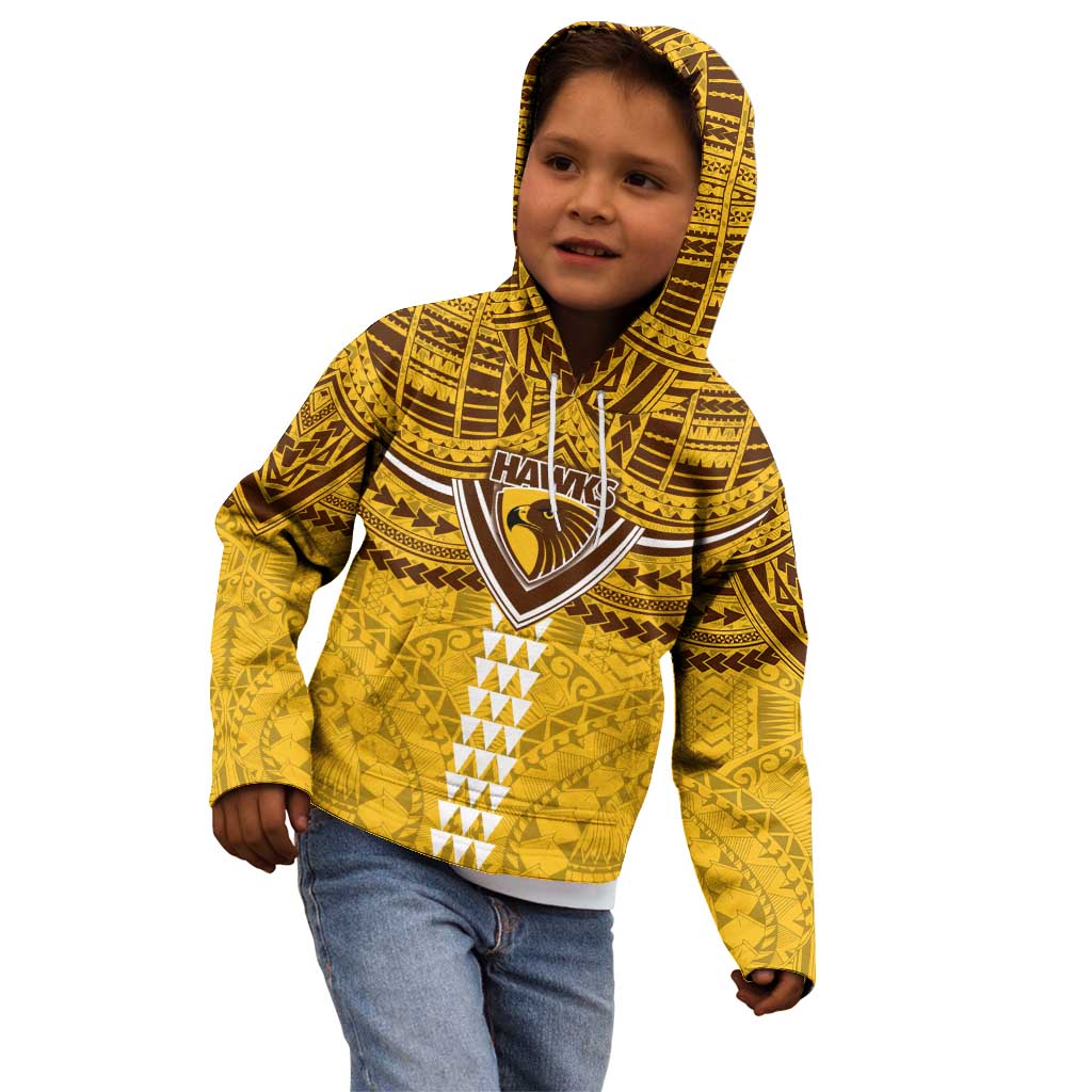 Personalized Hawthorn Hawks Kid Hoodie Polynesian Tribal Pattern Heritage Football