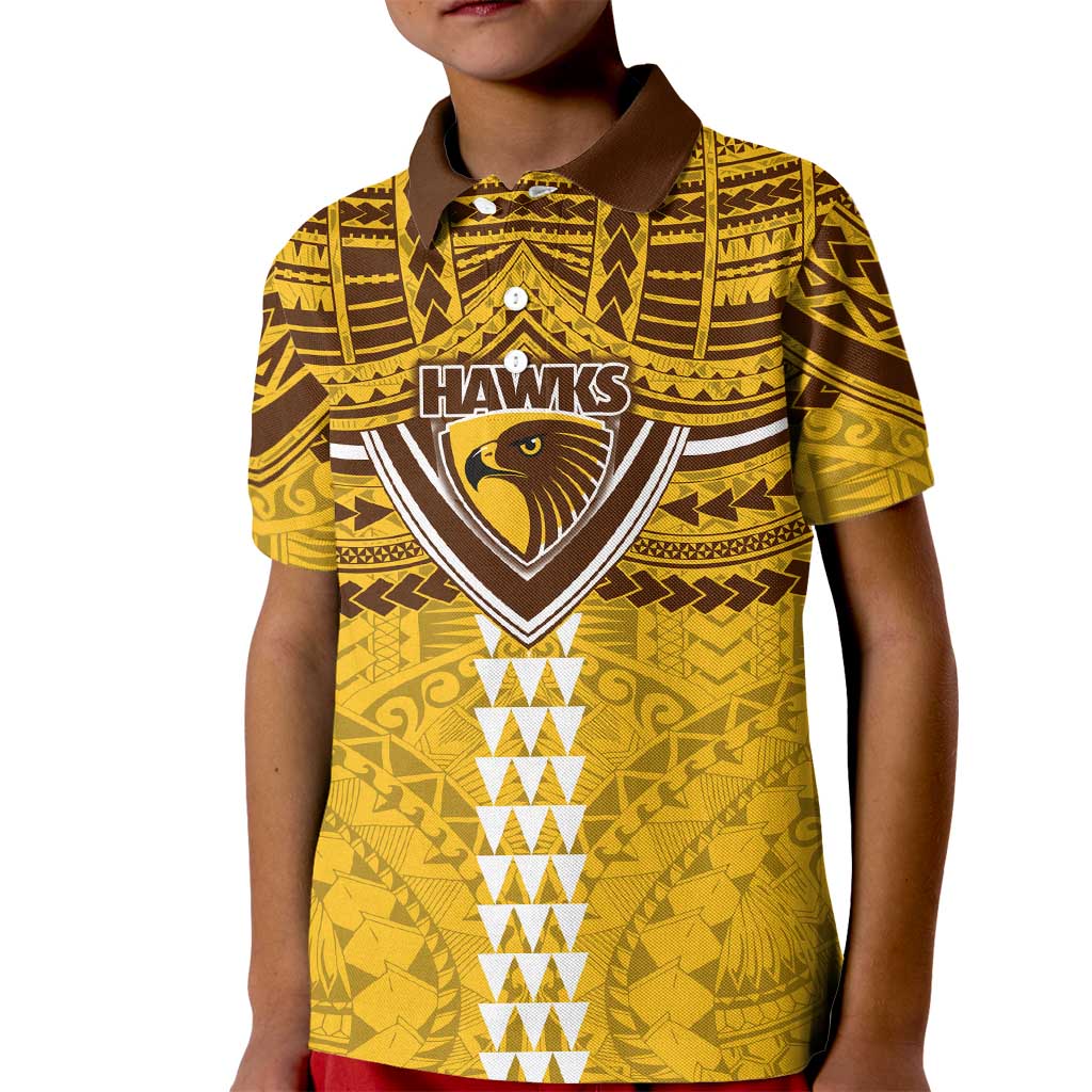 Personalized Hawthorn Hawks Kid Polo Shirt Polynesian Tribal Pattern Heritage Football