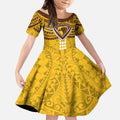 Personalized Hawthorn Hawks Kid Short Sleeve Dress Polynesian Tribal Pattern Heritage Football