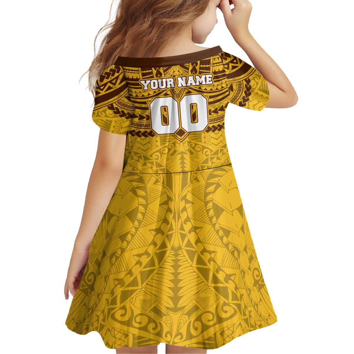 Personalized Hawthorn Hawks Kid Short Sleeve Dress Polynesian Tribal Pattern Heritage Football