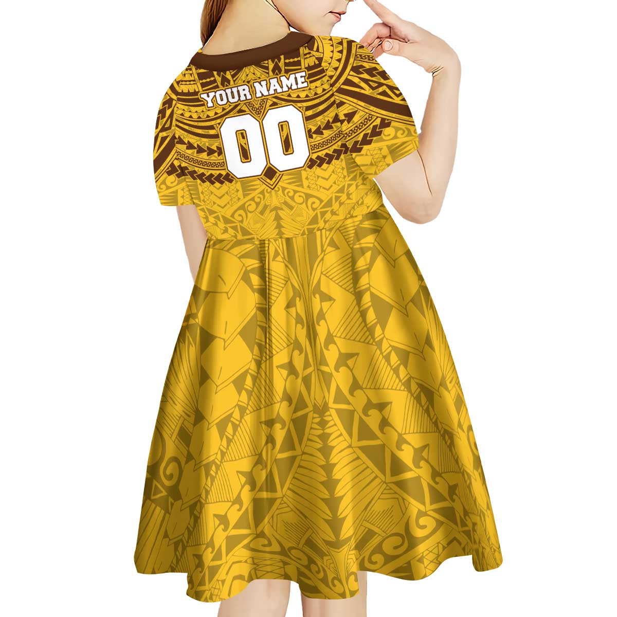 Personalized Hawthorn Hawks Kid Short Sleeve Dress Polynesian Tribal Pattern Heritage Football