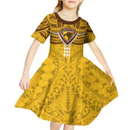Personalized Hawthorn Hawks Kid Short Sleeve Dress Polynesian Tribal Pattern Heritage Football
