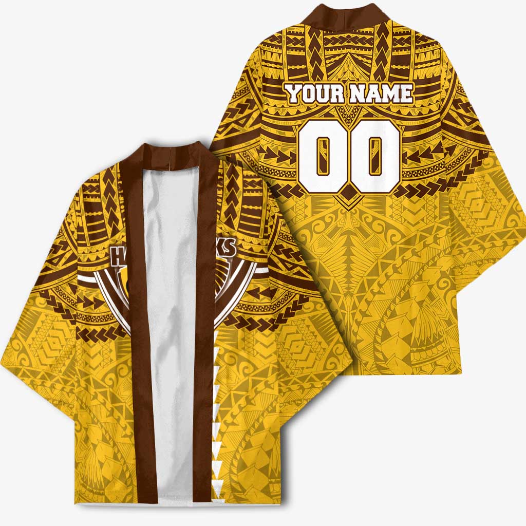 Personalized Hawthorn Hawks Kimono Polynesian Tribal Pattern Heritage Football