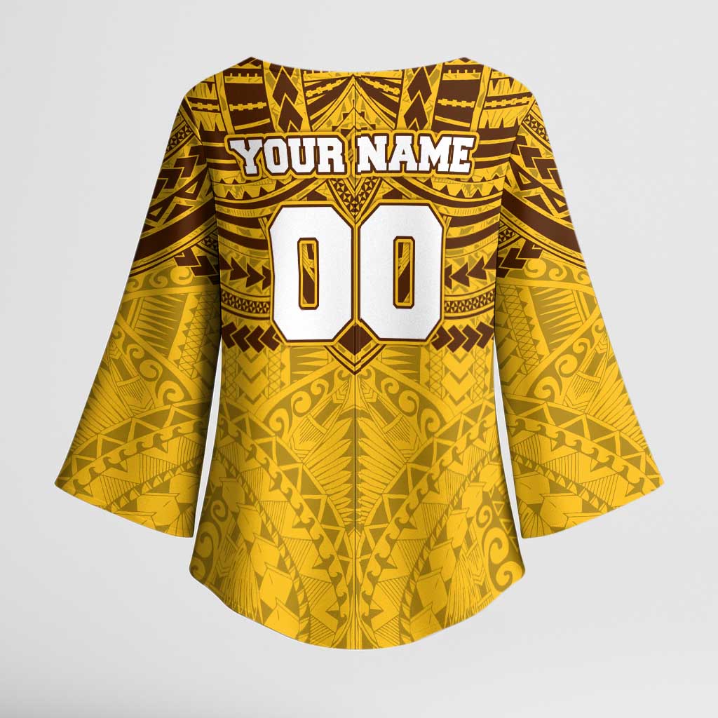 Personalized Hawthorn Hawks Kimono Sleeve Blouse Polynesian Tribal Pattern Heritage Football