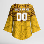 Personalized Hawthorn Hawks Kimono Sleeve Blouse Polynesian Tribal Pattern Heritage Football