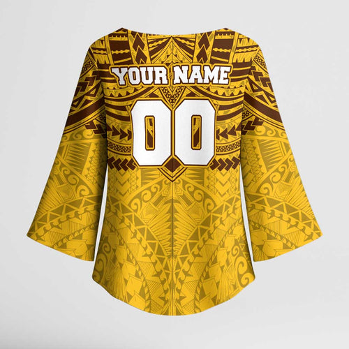 Personalized Hawthorn Hawks Kimono Sleeve Blouse Polynesian Tribal Pattern Heritage Football