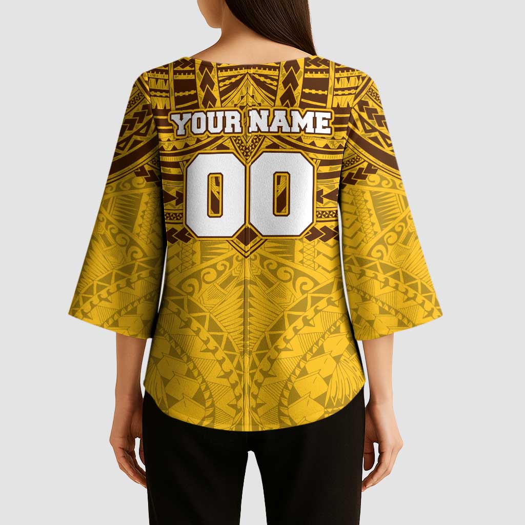 Personalized Hawthorn Hawks Kimono Sleeve Blouse Polynesian Tribal Pattern Heritage Football