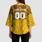 Personalized Hawthorn Hawks Kimono Sleeve Blouse Polynesian Tribal Pattern Heritage Football