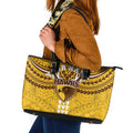 Personalized Hawthorn Hawks Leather Tote Bag Polynesian Tribal Pattern Heritage Football