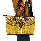 Personalized Hawthorn Hawks Leather Tote Bag Polynesian Tribal Pattern Heritage Football