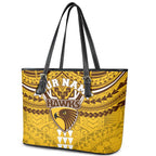 Personalized Hawthorn Hawks Leather Tote Bag Polynesian Tribal Pattern Heritage Football