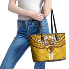 Personalized Hawthorn Hawks Leather Tote Bag Polynesian Tribal Pattern Heritage Football