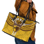 Personalized Hawthorn Hawks Leather Tote Bag Polynesian Tribal Pattern Heritage Football