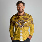 Personalized Hawthorn Hawks Long Sleeve Polo Shirt Polynesian Tribal Pattern Heritage Football