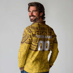 Personalized Hawthorn Hawks Long Sleeve Polo Shirt Polynesian Tribal Pattern Heritage Football