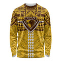 Personalized Hawthorn Hawks Long Sleeve Shirt Polynesian Tribal Pattern Heritage Football