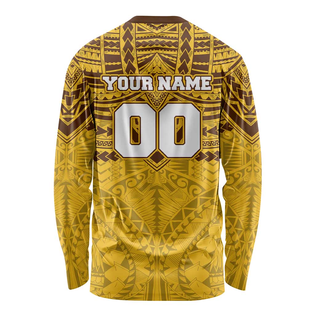 Personalized Hawthorn Hawks Long Sleeve Shirt Polynesian Tribal Pattern Heritage Football