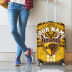 Personalized Hawthorn Hawks Luggage Cover Polynesian Tribal Pattern Heritage Football