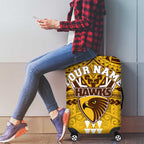 Personalized Hawthorn Hawks Luggage Cover Polynesian Tribal Pattern Heritage Football
