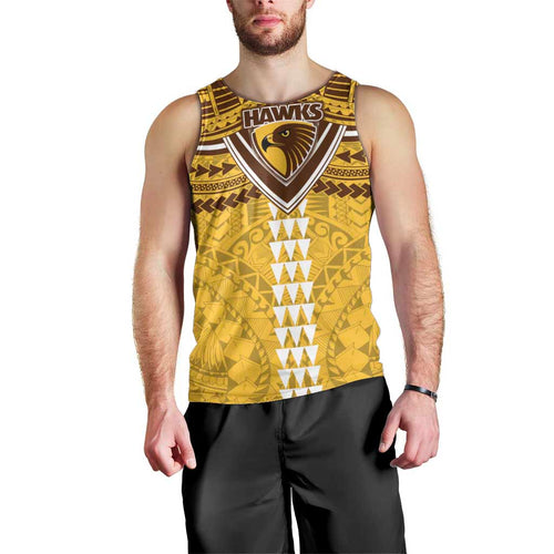 Personalized Hawthorn Hawks Men Tank Top Polynesian Tribal Pattern Heritage Football