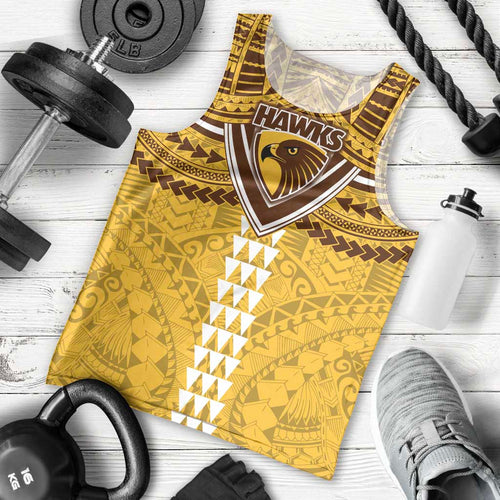 Personalized Hawthorn Hawks Men Tank Top Polynesian Tribal Pattern Heritage Football