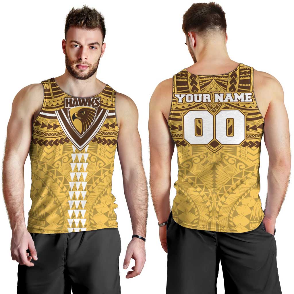 Personalized Hawthorn Hawks Men Tank Top Polynesian Tribal Pattern Heritage Football
